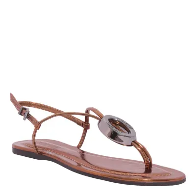 Rasteira Metalizado Reflexo Bronze