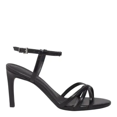 Sandália Couro Confort Salto Fino Preto