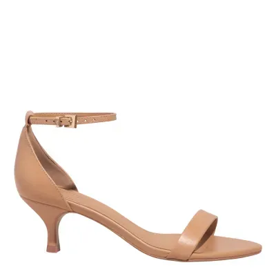 Sandalia Couro Soft Salto Baixo Bege