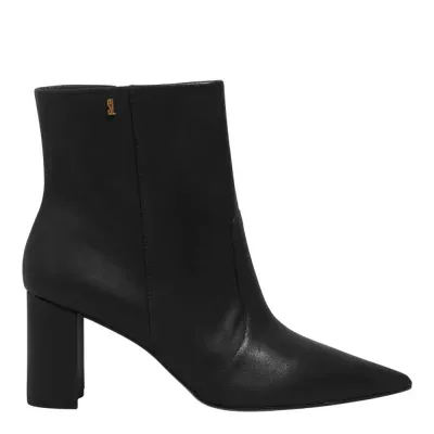 Bota Couro Nobre Soft Bico Fino Salto Bloco Preta