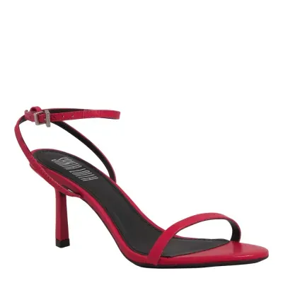 Sandália Couro Pelica Salto Alto Fino Vermelha Blood