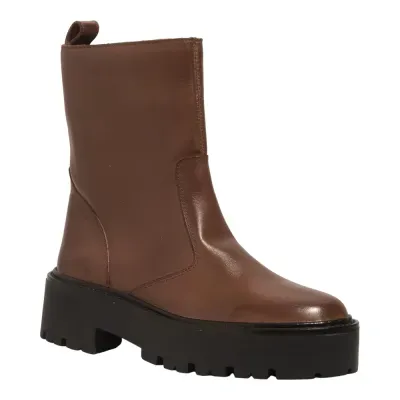 Bota Tratorada Cano Médio Couro Confort Marrom Safari