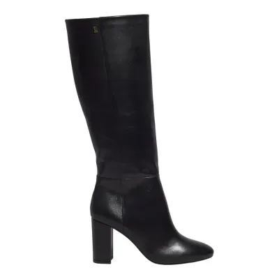 Bota Couro Nobre Cano Longo Salto Grosso Preta