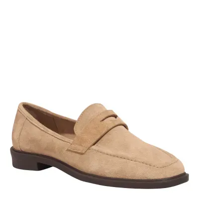 Mocassim Couro Camurça Bico Quadrado Bege