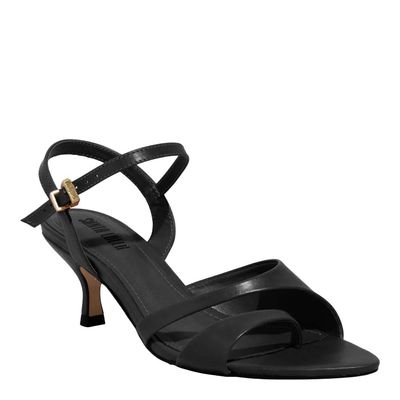 Sandália Couro Nobre Soft Salto Taça Preta