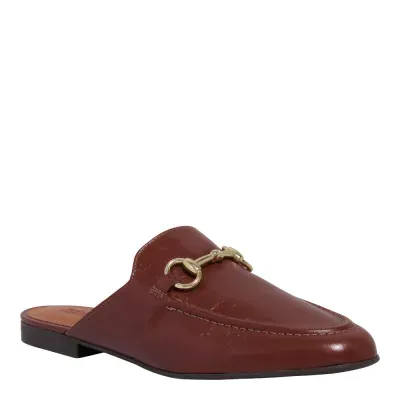 Mule Mocassim Couro Nobre Soft Bico Redondo Marrom Terracota