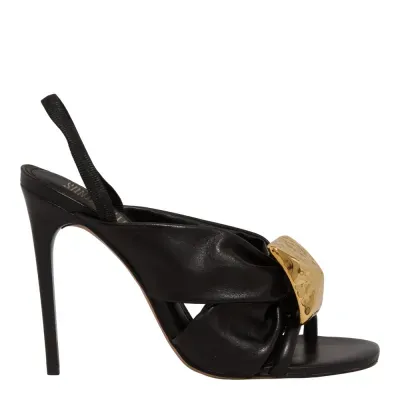 Sandália Couro Pelica Salto Alto Fino Preta