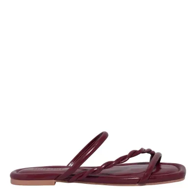 Rasteira Napa Madri Vermelho Bordô