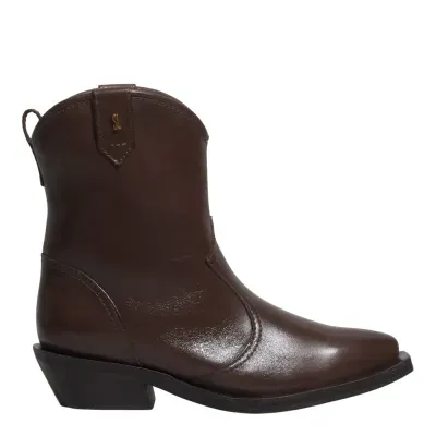 Bota Western Couro Confort Cano Longo Marrom Dark