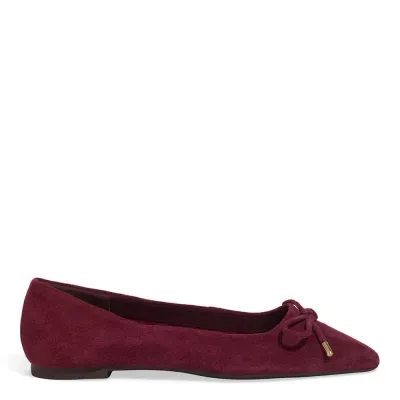 Sapatilha Laço Couro Camurça Roxo Berry