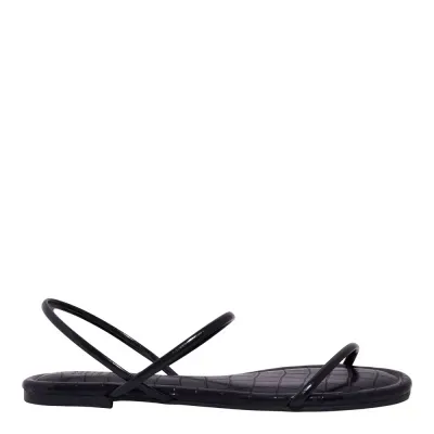 Rasteira Napa Madri Tiras Finas Preta