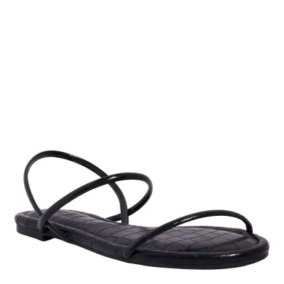 Rasteira Napa Madri Tiras Finas Preta