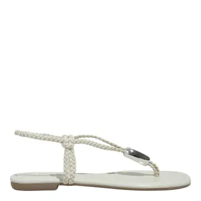 Rasteira Napa Bege Bico Quadrado