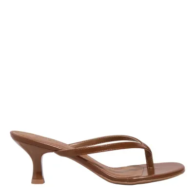 Mule De Dedo Napa Marrom Salto Fino Baixo