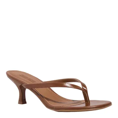 Mule De Dedo Napa Marrom Salto Fino Baixo