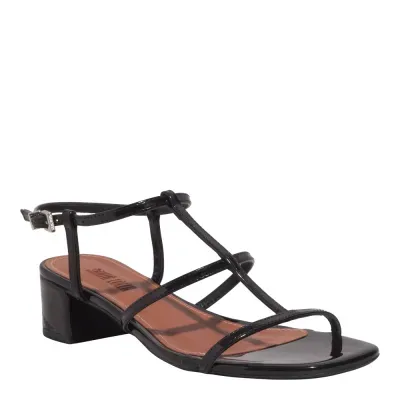 Sandália Verniz Salto Bloco Preta