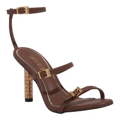 Sandália Napa Soft Salto Fino Marrom Terra