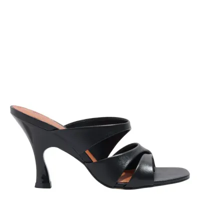 Mule Couro Nobre Soft Salto Taça Preto