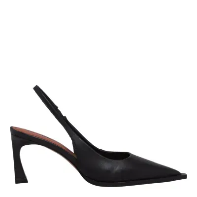 Scarpin Slingback Couro Salto Fino Preto