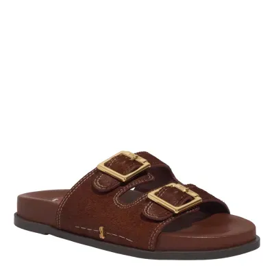 Papete Couro Fivelas Marrom Terracota