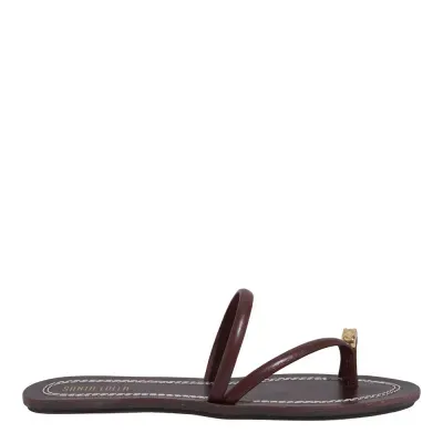 Rasteira Couro Nobre Metal Bold Marrom Cocoa