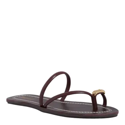 Rasteira Couro Nobre Metal Bold Marrom Cocoa