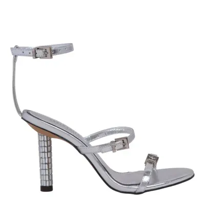 Sandália Metalizada Salto Fino Prata