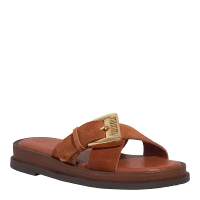 Papete Couro Camurça Fivela Maxi Marrom