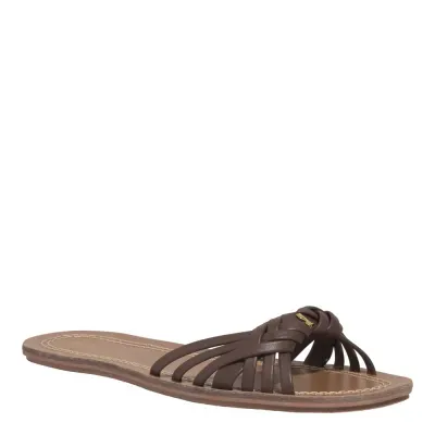 Rasteira Tiras Trançada Napa Soft Marrom Terra