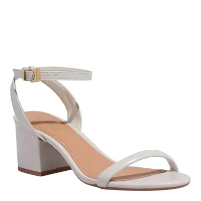 Sandália Napa Off White Salto Bloco Baixo