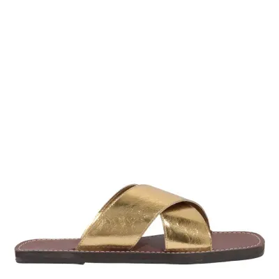 Rasteira Tira Metalizada Reflexo Dourada