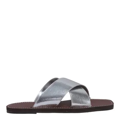 Rasteira Tira Metalizada Reflexo Prata