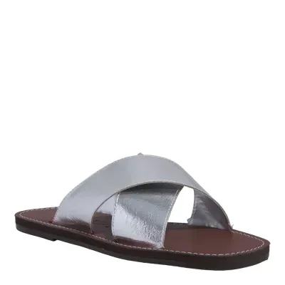 Rasteira Tira Metalizada Reflexo Prata