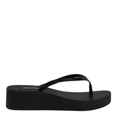 Tamanco Thong Plataforma Borracha Preto