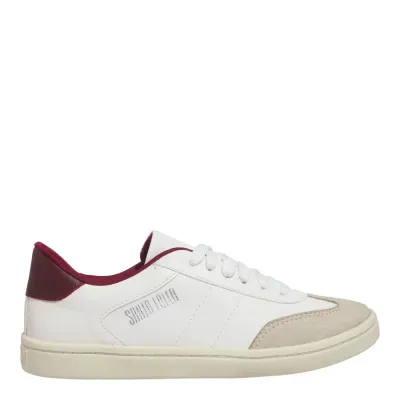 Tênis Sanzio Recortes Bege E Vermelho