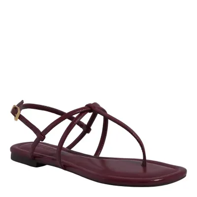 Rasteira Tira Salomé Napa Madri Vermelho Bordô Bico Quadrado