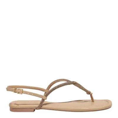 Rasteira Napa Soft Bege Bico Quadrado