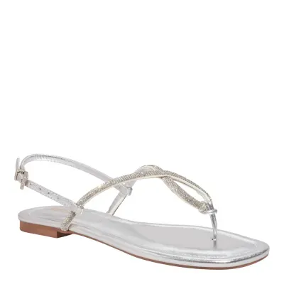 Rasteira Metalizada Prata Bico Quadrado