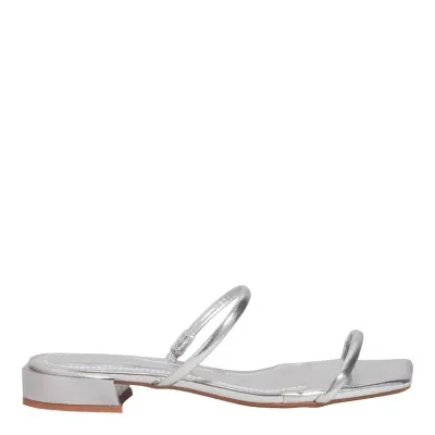 Mule Metalizado Reflexo Prata Bico Quadrado