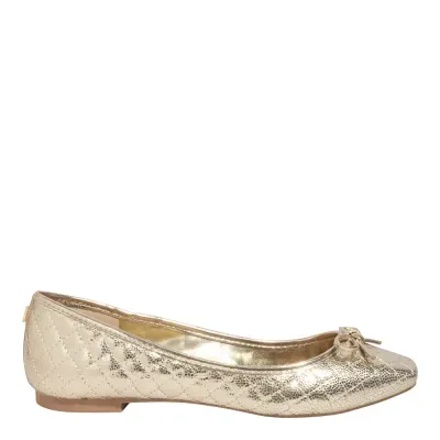 Sapatilha Laço Metalizada Reflexo Dourada