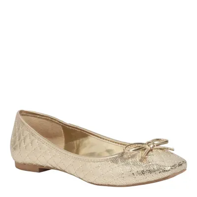 Sapatilha Laço Metalizada Reflexo Dourada