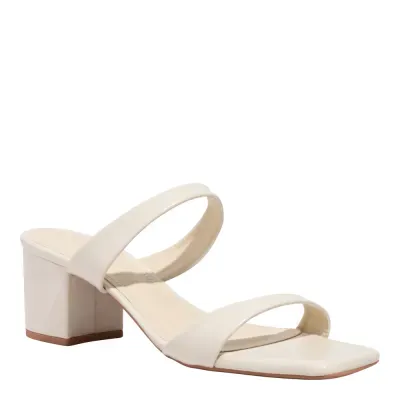 Mule Napa Madri Off White Salto Bloco Baixo