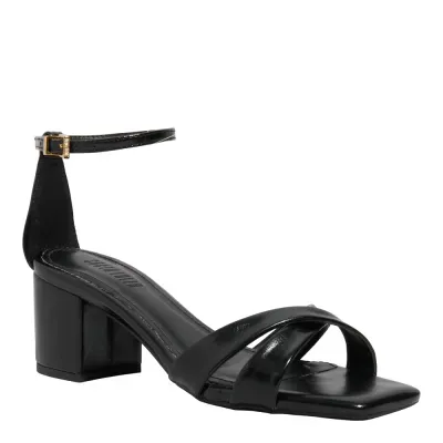 Sandalia Napa Madri Preto Salto Bloco Baixo