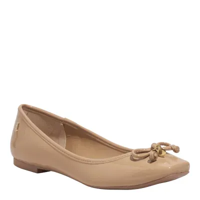 Sapatilha Verniz Anzeli Bege Bico Quadrado