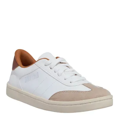 Tênis Sanzio Recortes Bege E Marrom