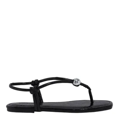 Rasteira Verniz Glossy Preto Bico Quadrado