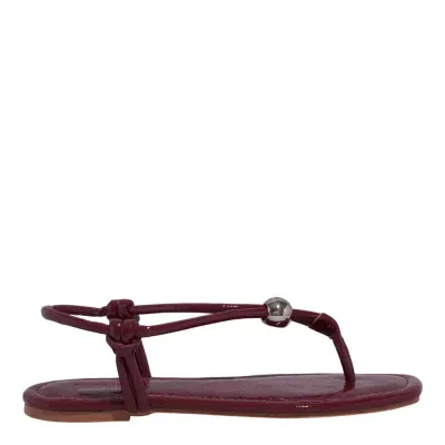 Rasteira Verniz Glossy Vermelho Bico Quadrado