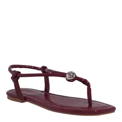 Rasteira Verniz Glossy Vermelho Bico Quadrado