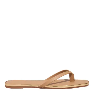 Rasteira Napa Soft Bege Bico Quadrado