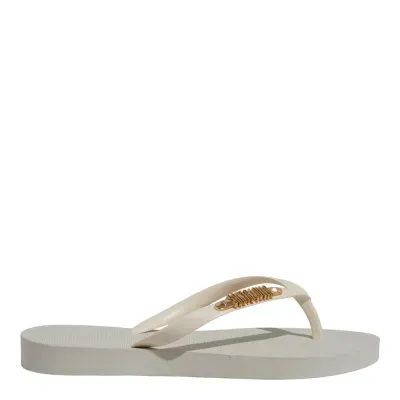 Chinelo Borracha Bico Fino Off White